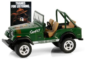 GREEN38070-C - JEEP CJ-7 1975 groen uit de SMOKEY BEAR serie in blisterverpakking