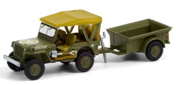 GREEN32220-A - JEEP WILLYS MB met aanhanger 1943 in Blister
