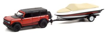 GREEN32230-D - 2021 FORD Bronco Wildtrack met HITCH & TOW trailer en boot in blisterverpakking