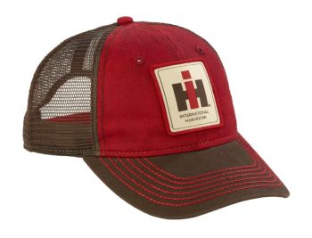 400863 - Bruine en rode pet met verouderd ogend IH-logo
