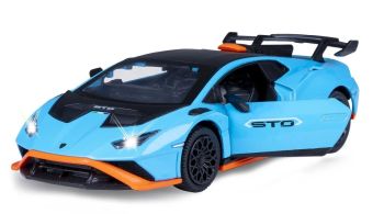 JAM402616 - LAMBORGHINI Huracan STO, Blauw met licht en geluid