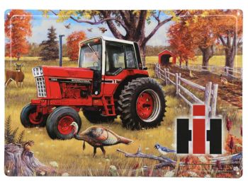 42003 - Metalen bord INTERNATIONAL 1086 met reliëf en dieren in het wild - 42,5 x 30,5 cm