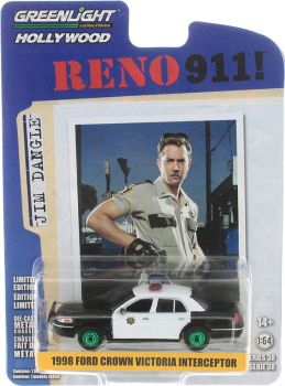 GREEN44980-B_VERT - FORD Crown Victoria Interceptor 1998 met groene wielen uit de film RENO 911 ! onder blisterverpakking