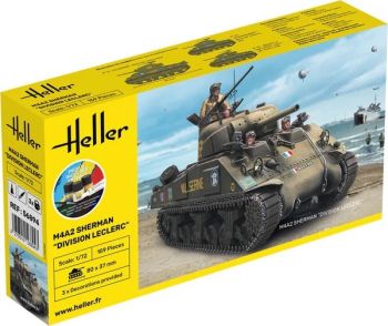 HEL56894 - Startpakket met verf en accessoires - M4A2 Sherman tank - Leclerc Division