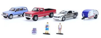 GREEN58058 - Barbecue-diorama met 3 auto's, aanhanger en accessoires