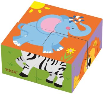 VIG50836 - 6 houten kubus puzzels