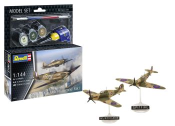 REV63771 - MODEL SET - Vliegtuig SUPERMARINE Spitfire Mk.Ia & HURRICANE MK.I om te monteren met verf