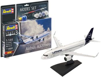 REV63942 - Modelset Airbus A320 neo Lufthansa met schilderij om in elkaar te zetten