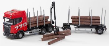 EMEK70775 - SCANIA 770 6x4 bakwagen met 1+1-assige houttrailer