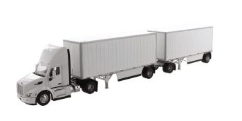 DCM71099 - PETERBILT 579 4x2 met containerwagen + trailer en 28-voets container Wit