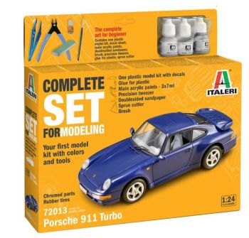 ITA72013 - Starterkit - PORSCHE 911 blauw om te monteren en te schilderen