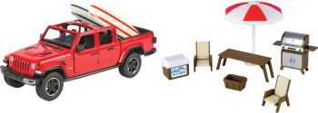 MMAX79722 - Jeep Gladiator Rubicon 2021, rood, met kampeeraccessoires.