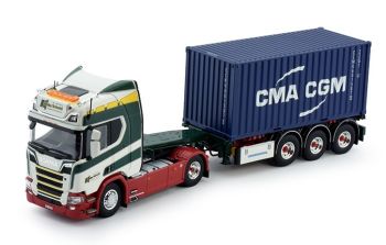 TEK72278 - SCANIA R 4x2 met ROBY SCHMIDT 3-assige containerdrager en CMA CGM container