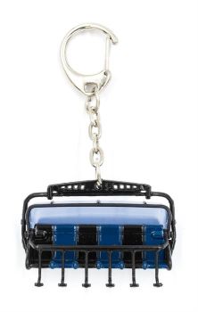 JC80645 - 6-persoons stoeltjeslift sleutelhanger zwart en blauw met blauwe dop