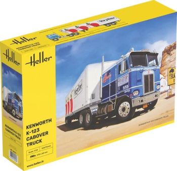 HEL80793 - Kenworth K-123 Cabover met trailer, zelf te monteren en te schilderen.