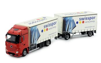 TEK82612 - MERCEDES-BENZ Actros Bigspace 4x2 vrachtwagen met bakwagen en zeiloplegger, 1+1 assen, SWISSPOR