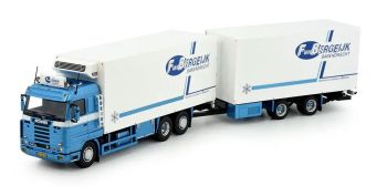 TEK84995 - SCANIA R143 6x2 vrachtwagen met bakwagen en 2-assige koeltrailer F.VAN BERGEIJK