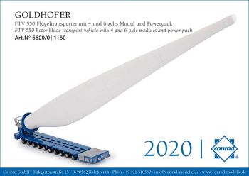 CON5520/0 - Module FTV550 GOLDHOFER 6 en 4 assen met aandrijfeenheid en windturbineblad