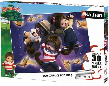 NAT86374 - Puzzel 30 stukjes MONCHHICHI met poster