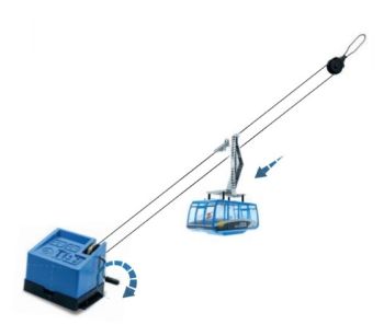 JC89090 - Skilift met 1 handmatige blauwe gondel