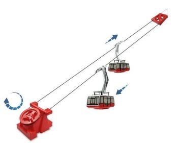 JC89293 - Skilift met 2 handmatige rode gondels