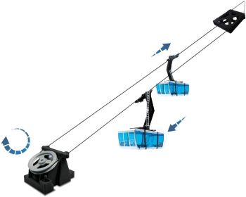 JC89294 - Skilift met 2 zwarte manuele gondels