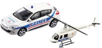 MDM57007C - RENAULT Megane politie met helikopter (willekeurige helikopter)