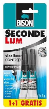 BIS3452 - 2 tubes 3g BISON Second Lijm vloeibare lijm