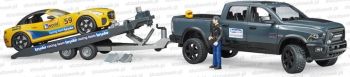 BRU2504 - DODGE RAM 2500 Power Wagon met aanhanger en Roadster Racing teamauto