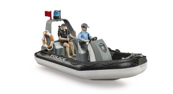 BRU62733 - Opblaasbare politieboot met politieagent, duiker en toebehoren