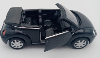 WEL2035BL - Metallic zwarte auto VOLKSWAGEN NEW BEETLE Cabriolet wrijvingsmodel verkocht zonder doos