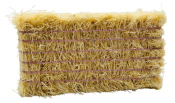 CW0278 - Vierkante strobaal met paars touw - 7,8 x 3,7 x 2,5 cm