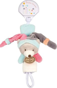 DC2509OURSROSE - Fopspeenclip - Roze en blauwe beer