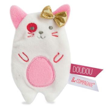 DC3426CHATN - Clip vanille/aardbei - Kat (met gouden strik)