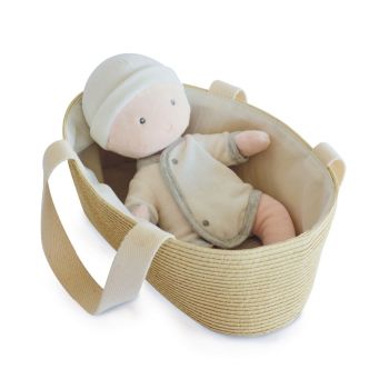 DC3626 - BABY MET MAND - Wit en grijs