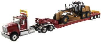 DCM85598 - INTERNATIONAL HX520 6x4 rode en XL120 machinedrager aanhanger met CATERPILLAR 12M3 grader inbegrepen