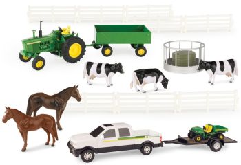 ERT46683 - Boerderijset met JOHN DEERE tractor; pick-up accessoires en dieren