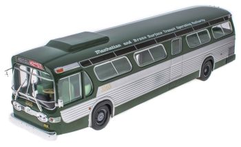 G1255073 - NewYork GENERAL MOTORS Neew Look Fishbowl TDH 5301 1965 groen en grijze Amerikaanse stadsbus