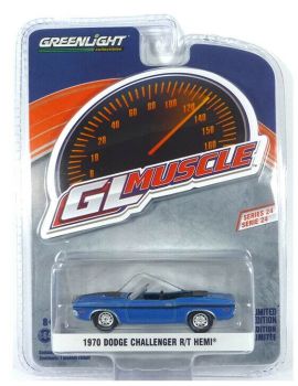 GREEN13290-B - DODGE Challenger R/T Hemi 1970 blauwe open cabrio GL Muscle Series verkocht in blister