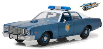 GREEN19044 - PLYMOUTH Fury 1975 Police Pursue Arkansas State Police blauw metallic uit de film Smokey And The Bandit