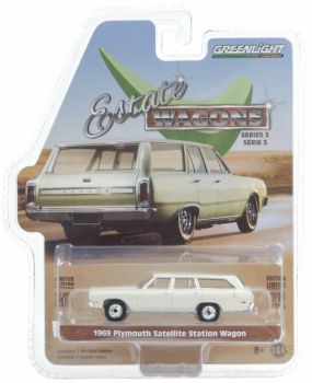 GREEN29990-B - PLYMOUTH Satellite Station Wagon stationwagen 1969 wit verkocht in blisterverpakking