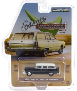 GREEN36010-A - CHEVROLET Two-Ten Townsman stationwagon 1955 zwart wit dak Estate Wagons serie verkocht in blisterverpakking