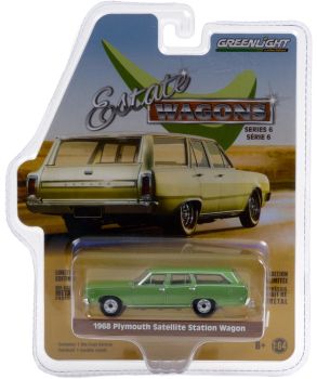 GREEN36010-B - PLYMOUTH Satellite Station Wagon break 1968 metallic groen Estate Wagons-serie verkocht in blisterverpakking