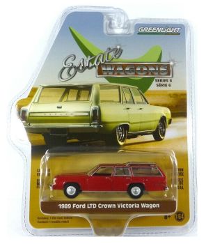 GREEN36010-F - FORD LTD Crown Voctoria Wagon break 1989 metallic rode Estate Wagons-serie verkocht in blister