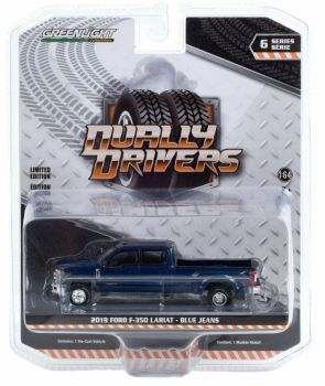 GREEN46060-F - FORD F-350 Lariat pick-up dubbele cabine 2019 metallic blauw Dually Drivers Series verkocht in blister