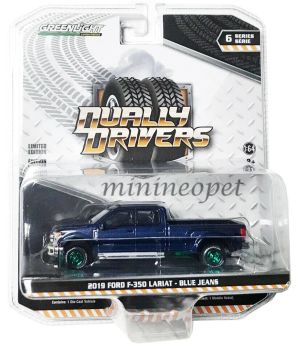 GREEN46060-FVERT - FORD F-350 Lariat pick-up dubbele cabine 2019 metallic blauw groene velgen Groene metalen versie Dually Drivers-serie verkocht in blister