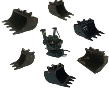 GF108-SET2 - OILQUICK OQTR-33 Tiltrotatorset met grijper en diverse bakken voor graafmachines van 24 tot 33 ton
