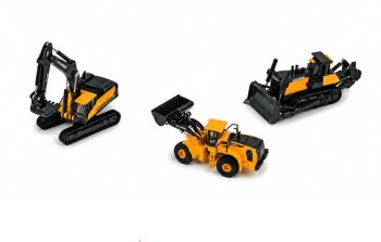 HYU18-1009 - Set van 3 bouwvoertuigen - HYUNDAI HX520AL graafmachine - HYUNDAI HL980A lader en bulldozer