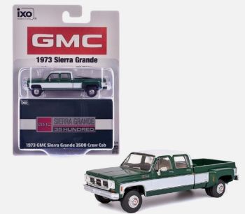 IXO-IA64006 - GMC Sierra Grande 3500 Crew Cab 1973 Groen en wit (blisterverpakking)