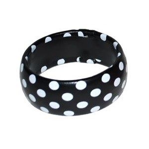 LPE53646N - Zwarte armband met witte stippen - Kinderen